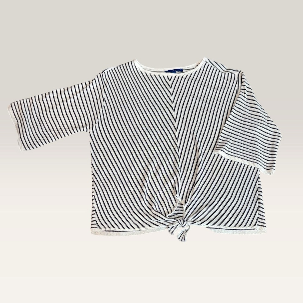Apt. 9 Black and White Striped Sweater Short Sleeve (XL)